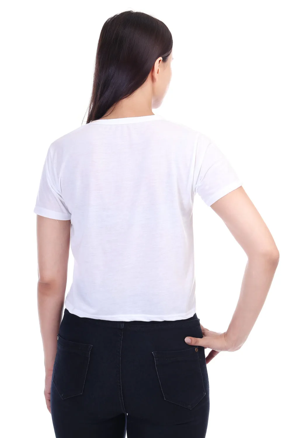 DK FASHION Women's  Women Solid Round Neck Pure Cotton Butterfly White T-Shirt