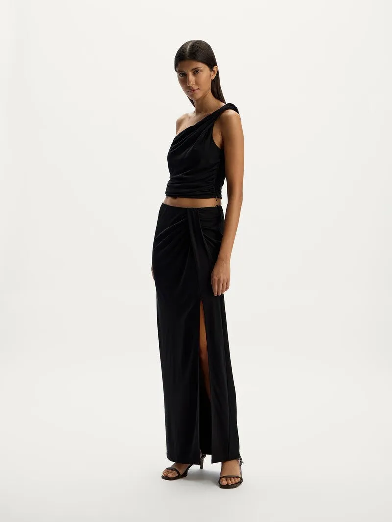 Draped crepe skirt