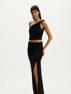 Draped crepe skirt