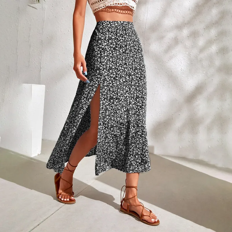 Easy Wear Ditsy Floral Split Thigh Skirt