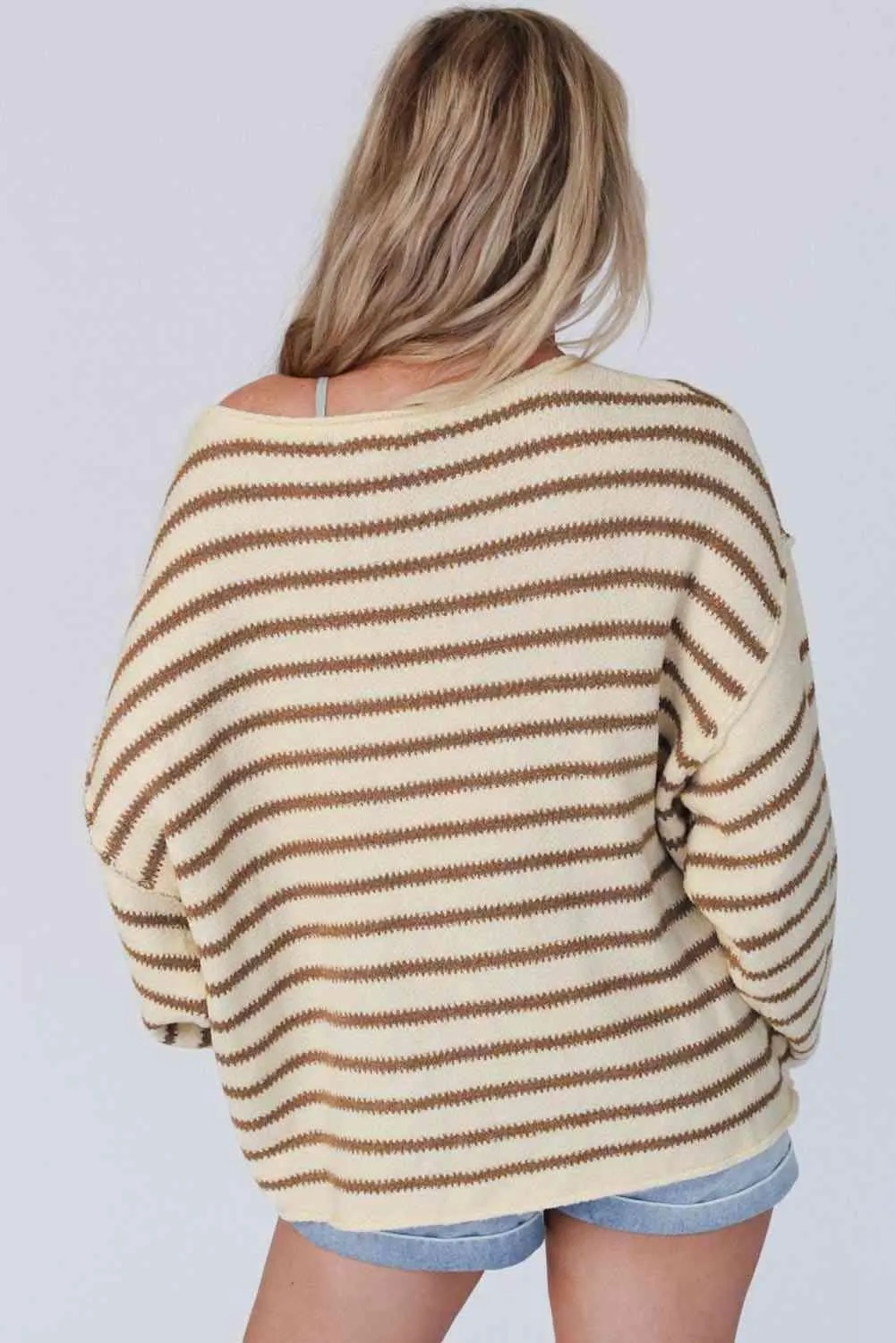 Feel Great And Warm Striped Boat Neck Sweater