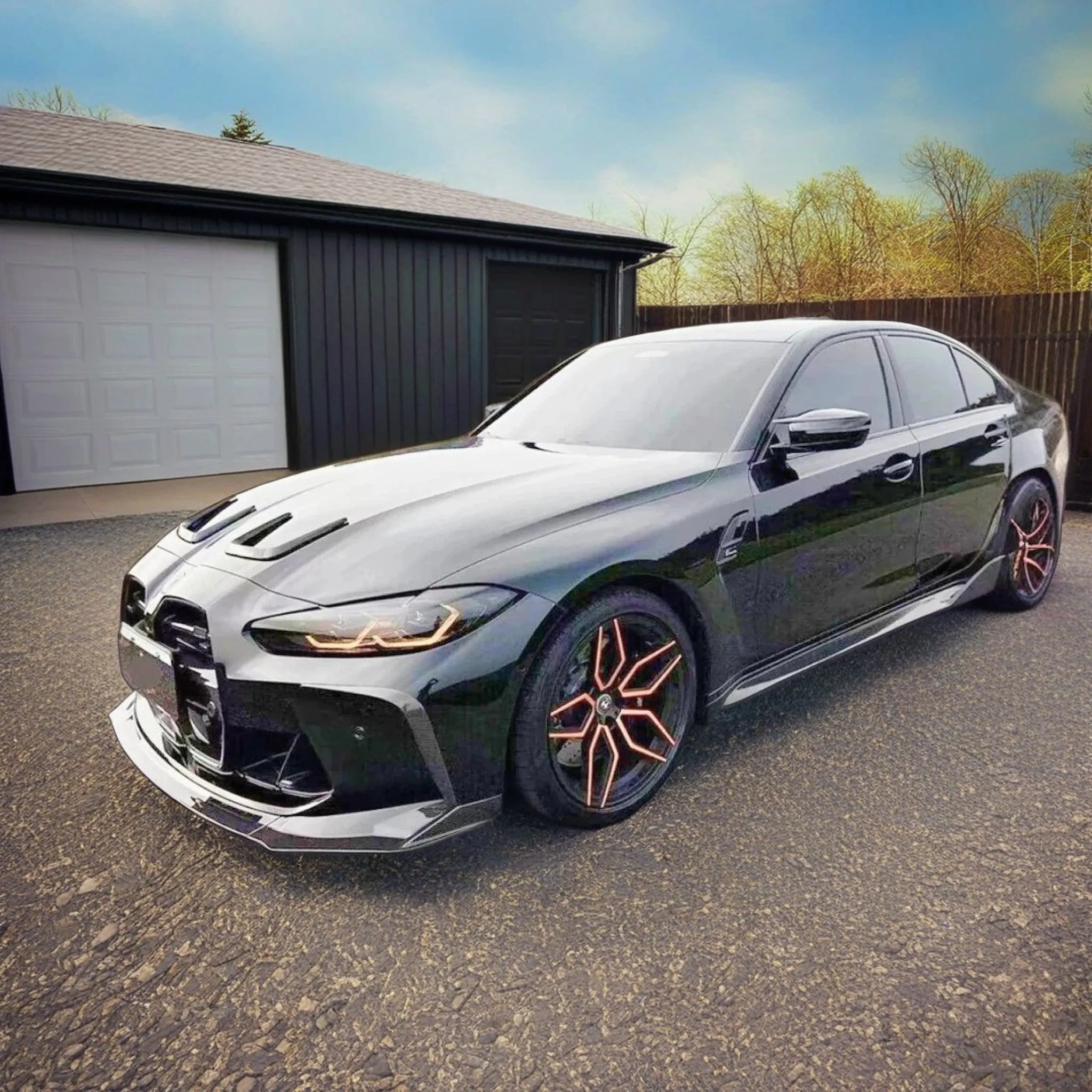 Fits BMW G82 G83 M4 (2021-2025) MP Style Real Carbon Fiber Side Body Skirt Splitter Under Spoiler Rocker Panel Bottom Extension Lip