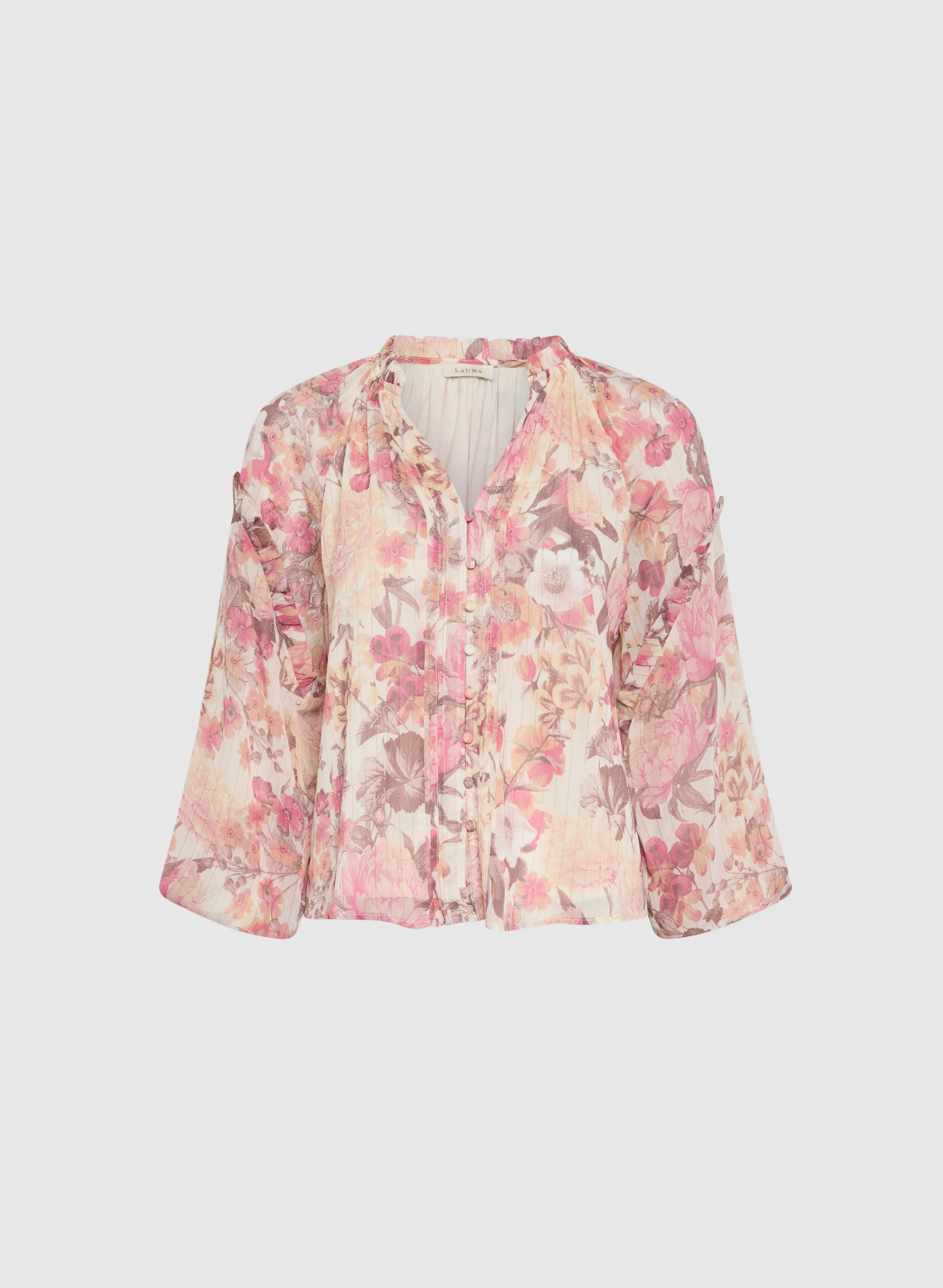 Floral Frilled Neck Blouse