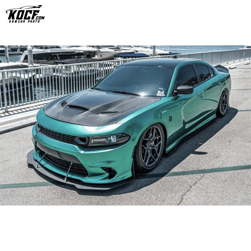 For 2015-21Dodge Charger SRT Hellcat Style Carbon Fiber Front Hood Bonnet with vents