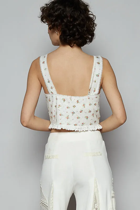 Front Button Floral Top