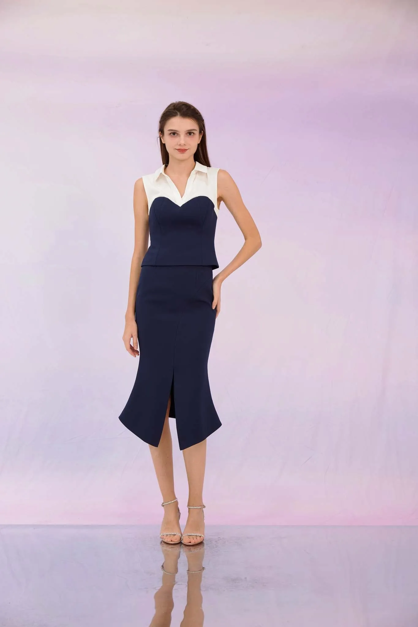 Geralynn Navy Sleeveless Top