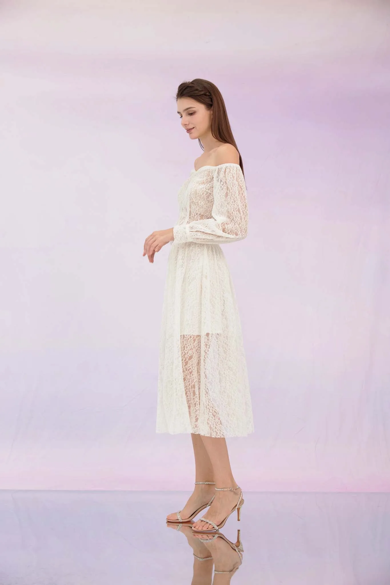 Ginia White Lace Drop Shoulder Top