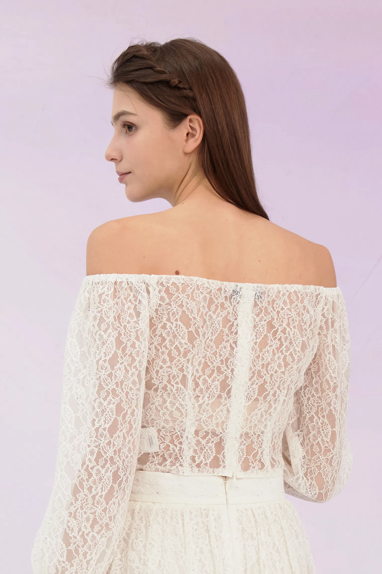 Ginia White Lace Drop Shoulder Top