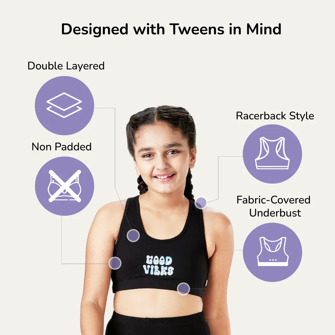 Good Vibes Double Layered Sports Bra - Racer Back
