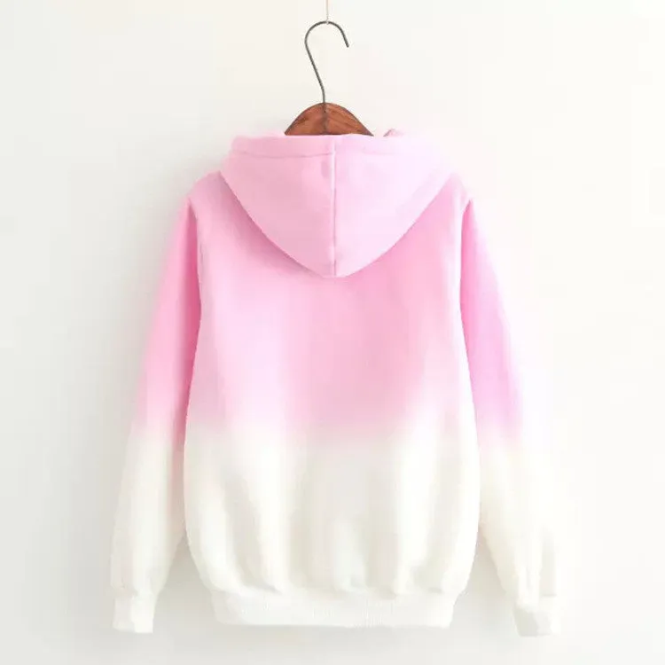 Gradient Color Korean Hooded Long Sleeves Hoodie