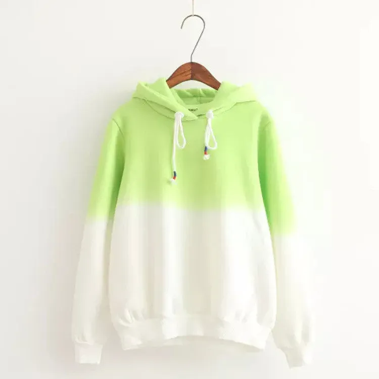 Gradient Color Korean Hooded Long Sleeves Hoodie