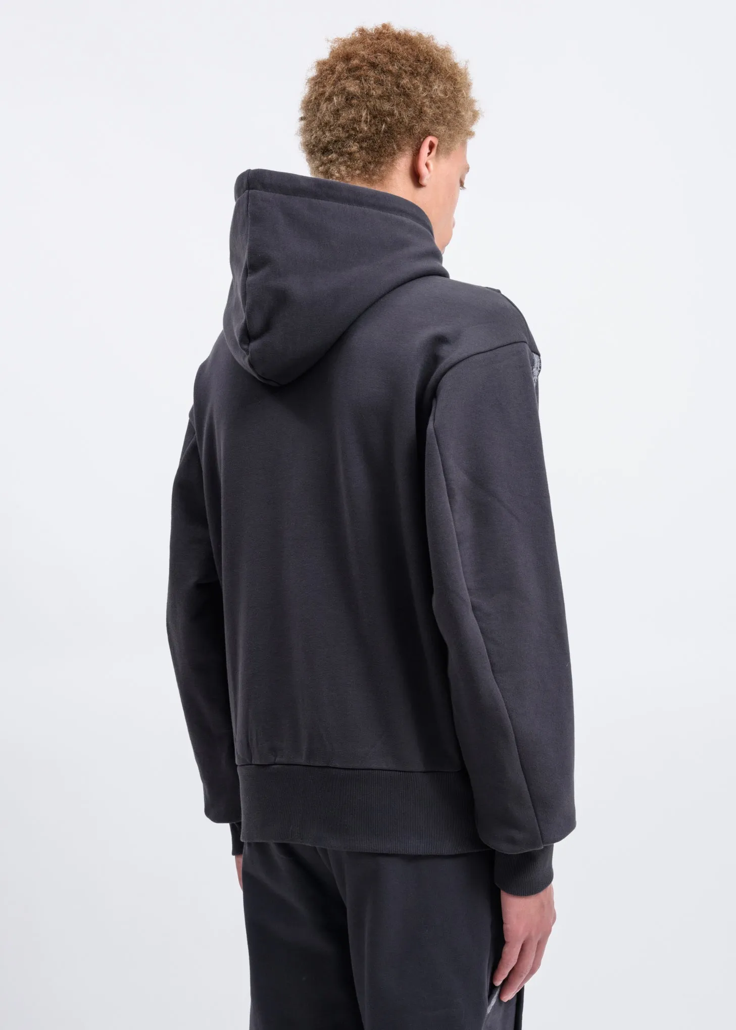 Grey Forged Iron Brush Layered Hoodie