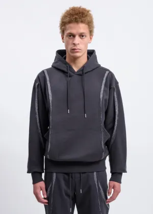 Grey Forged Iron Brush Layered Hoodie