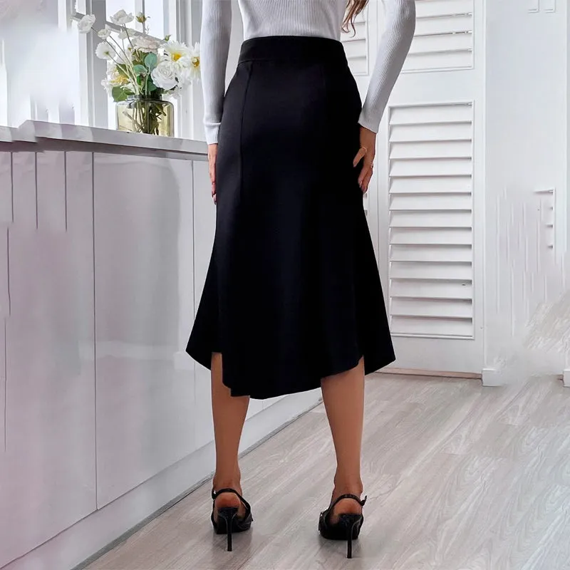 High Waist Belted Mermaid Hem Skirt