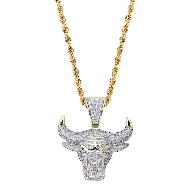 Hip Hop Bull Demon with Cubic Zirconia Pendant Necklace Men’s Jewelry