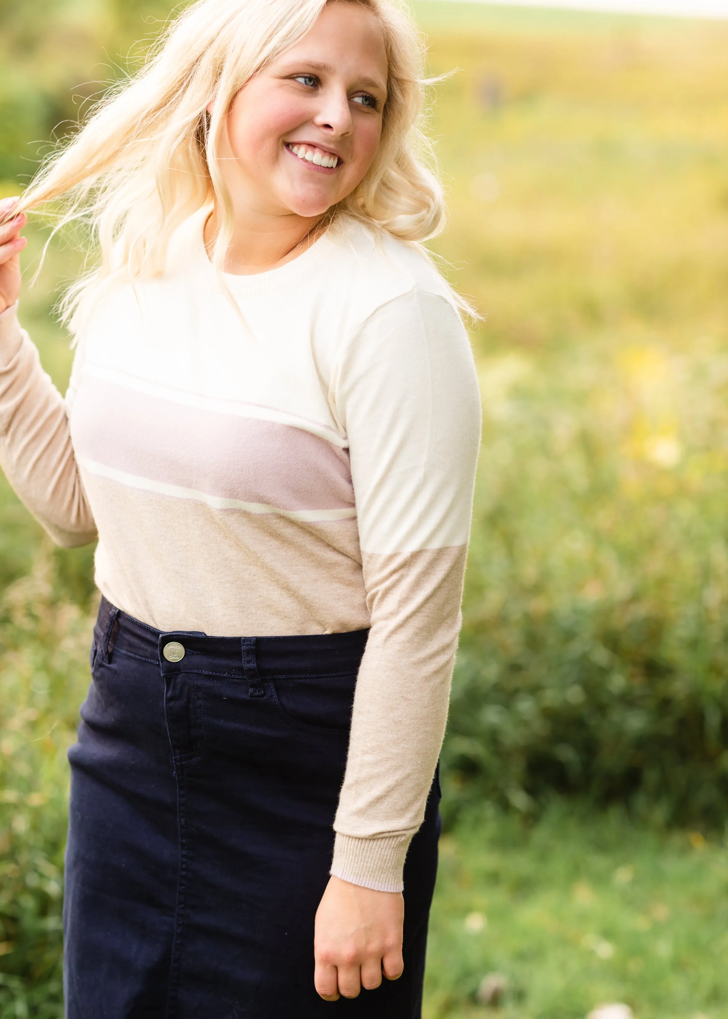 Ivory Striped Crewneck Sweater - FINAL SALE