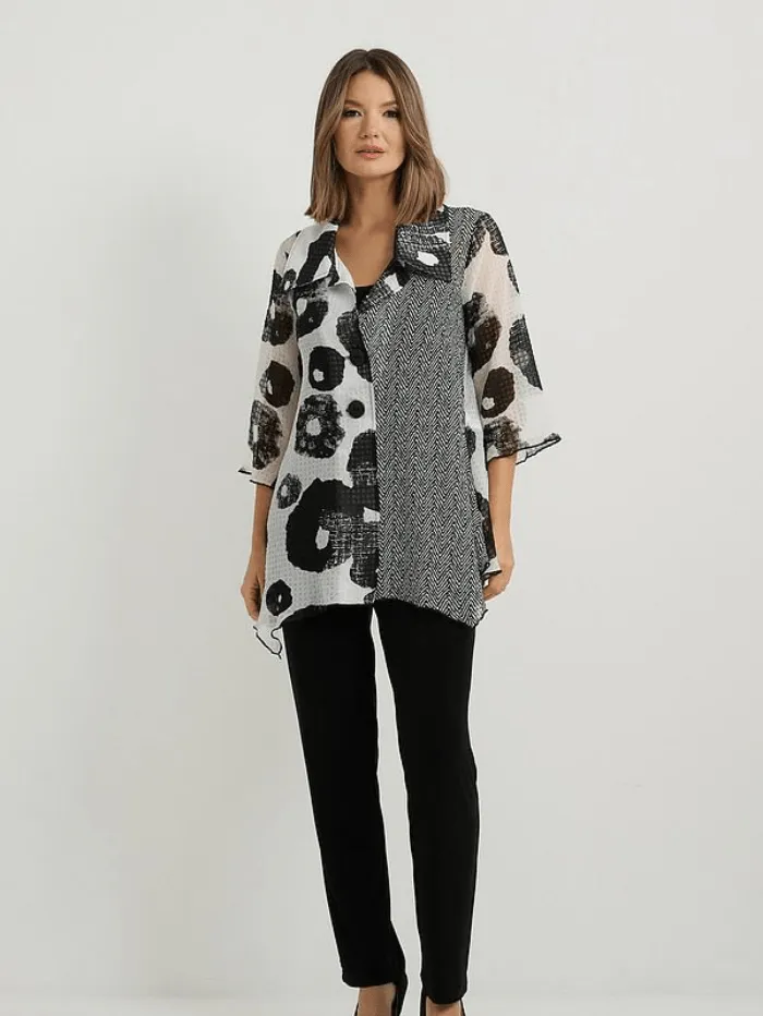 Joseph Ribkoff T Multi Print Long Blouse 222145 263