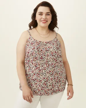 Justine Floral Print Tank Top | Ivory / Red