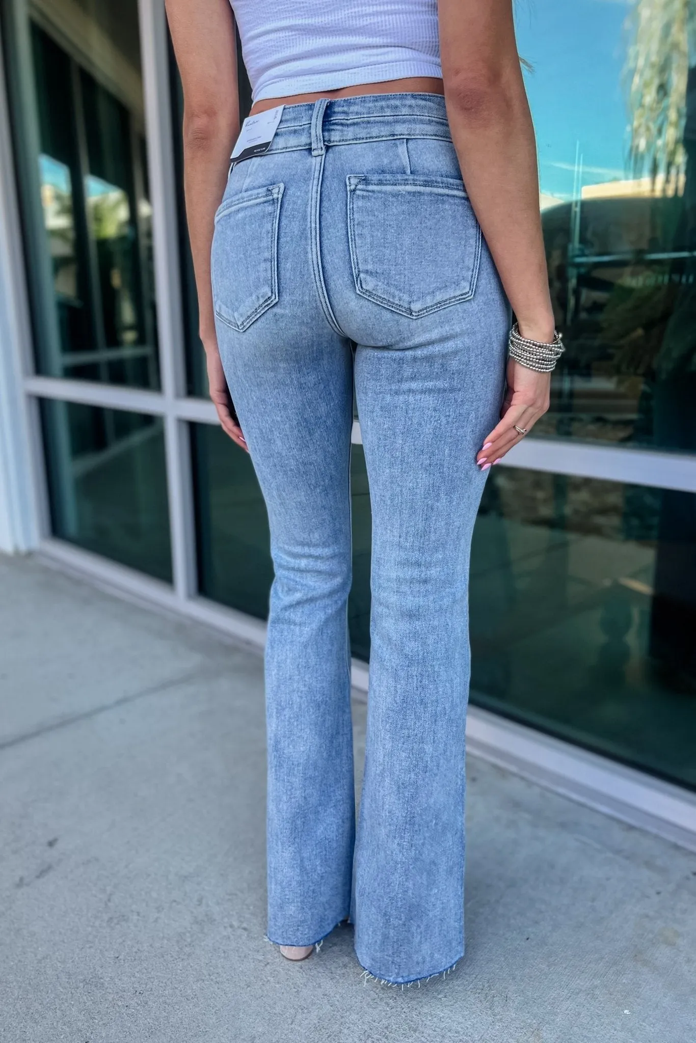 KANCAN Nelly Mid Rise Slit Flare Jeans