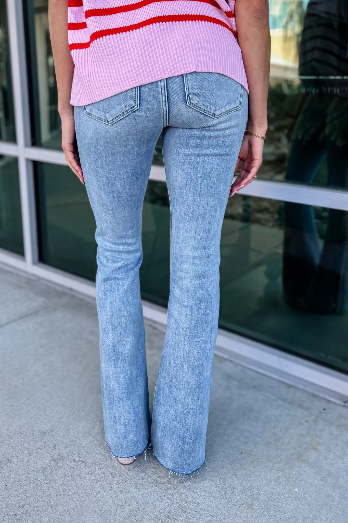 KANCAN Nelly Mid Rise Slit Flare Jeans