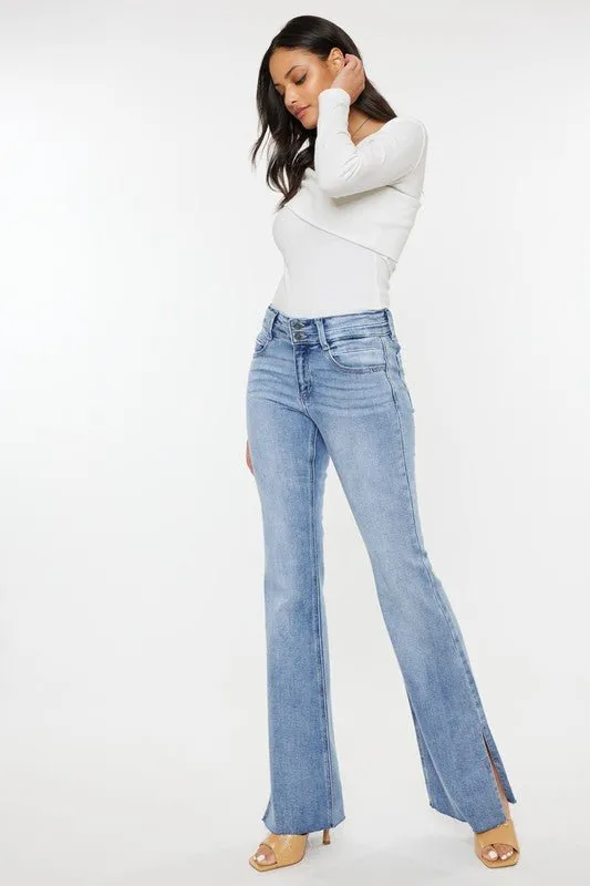 KANCAN Nelly Mid Rise Slit Flare Jeans