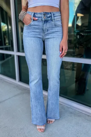 KANCAN Nelly Mid Rise Slit Flare Jeans