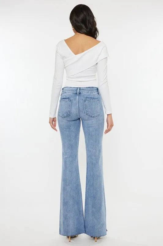 KANCAN Nelly Mid Rise Slit Flare Jeans