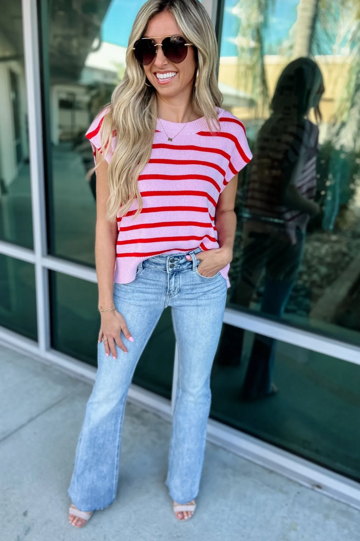 KANCAN Nelly Mid Rise Slit Flare Jeans