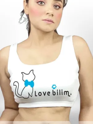 Kitty Printed Sport Gym Bra for Women's