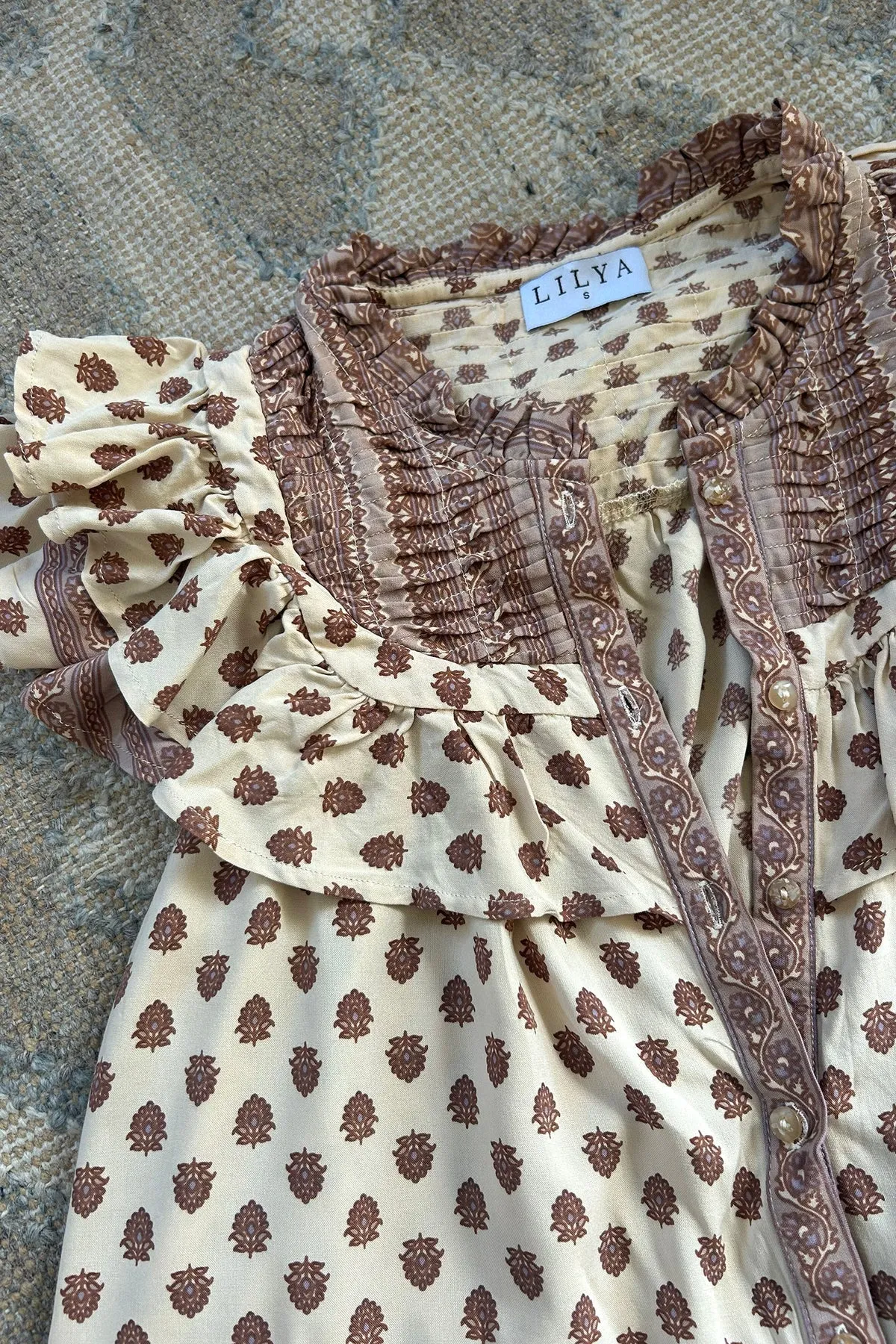 Lamu Top - Highgrove Folk Print / Brown Pink