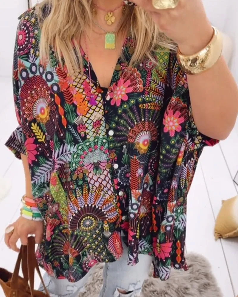 💥Last Day Special Sale 49% OFF💃Loose Fashion Printed Blouse