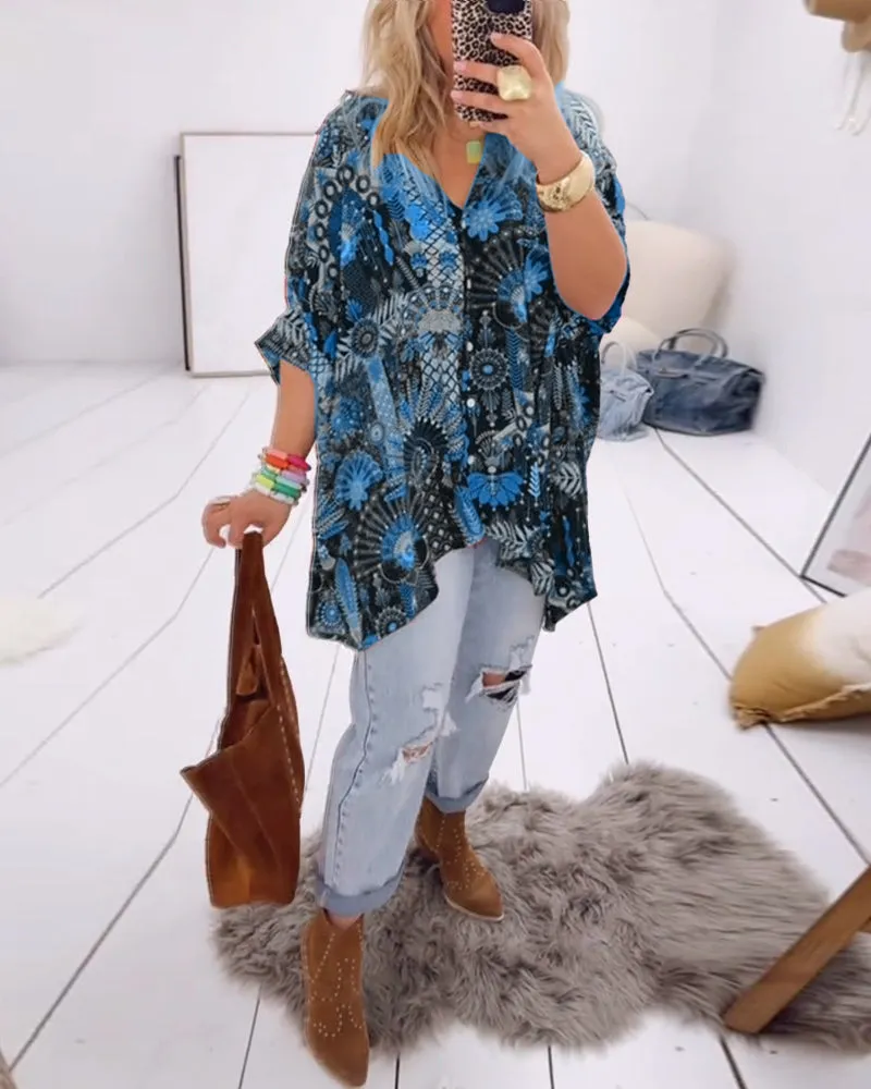 💥Last Day Special Sale 49% OFF💃Loose Fashion Printed Blouse