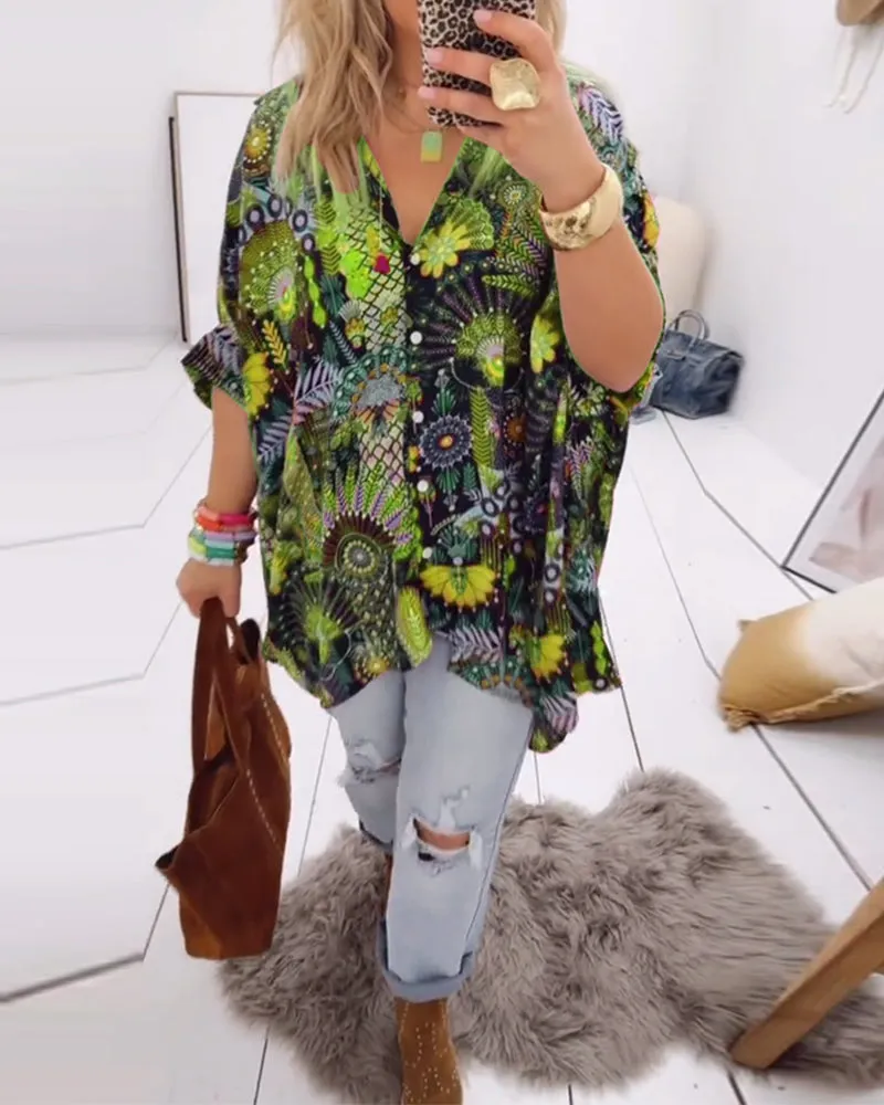 💥Last Day Special Sale 49% OFF💃Loose Fashion Printed Blouse