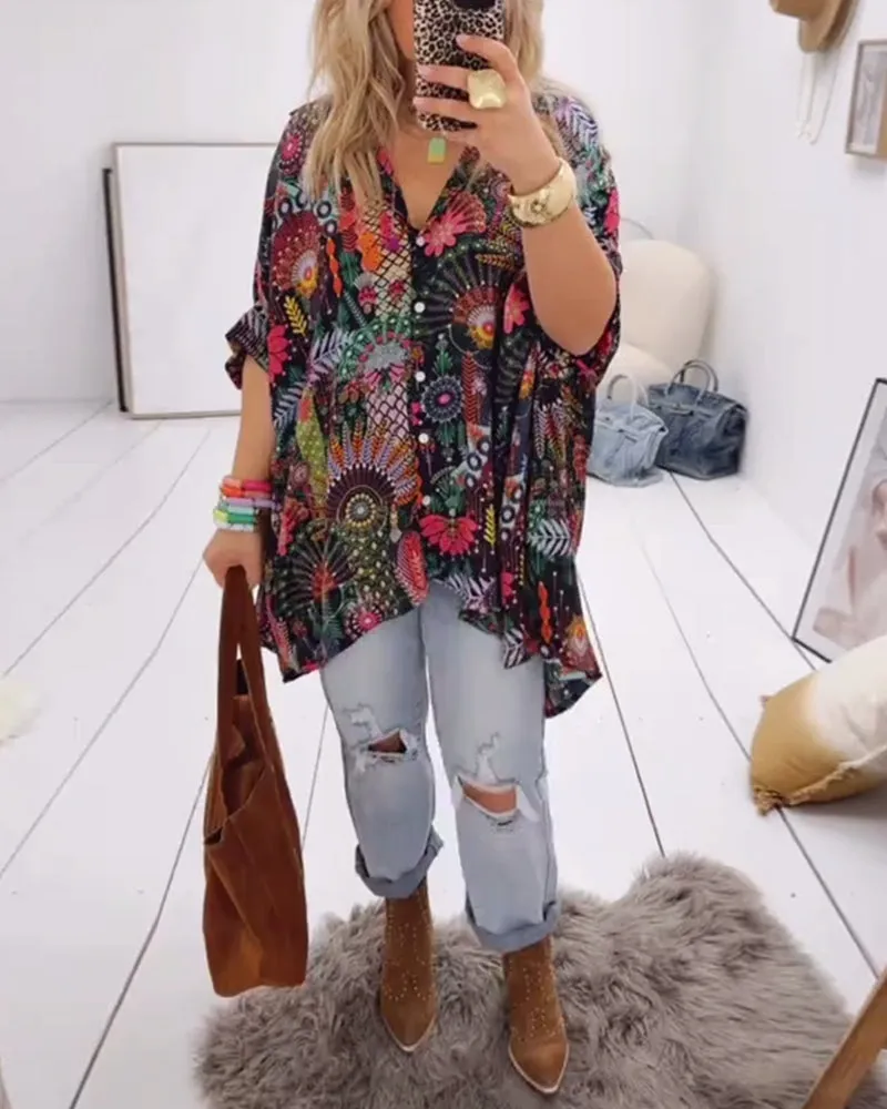 💥Last Day Special Sale 49% OFF💃Loose Fashion Printed Blouse