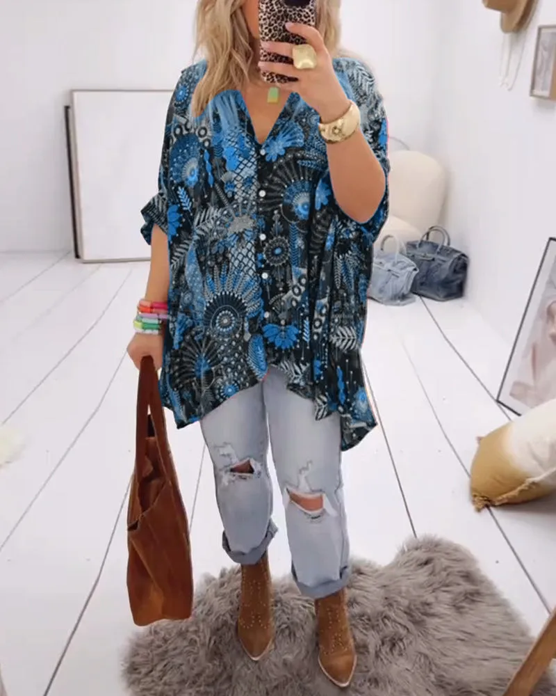 💥Last Day Special Sale 49% OFF💃Loose Fashion Printed Blouse