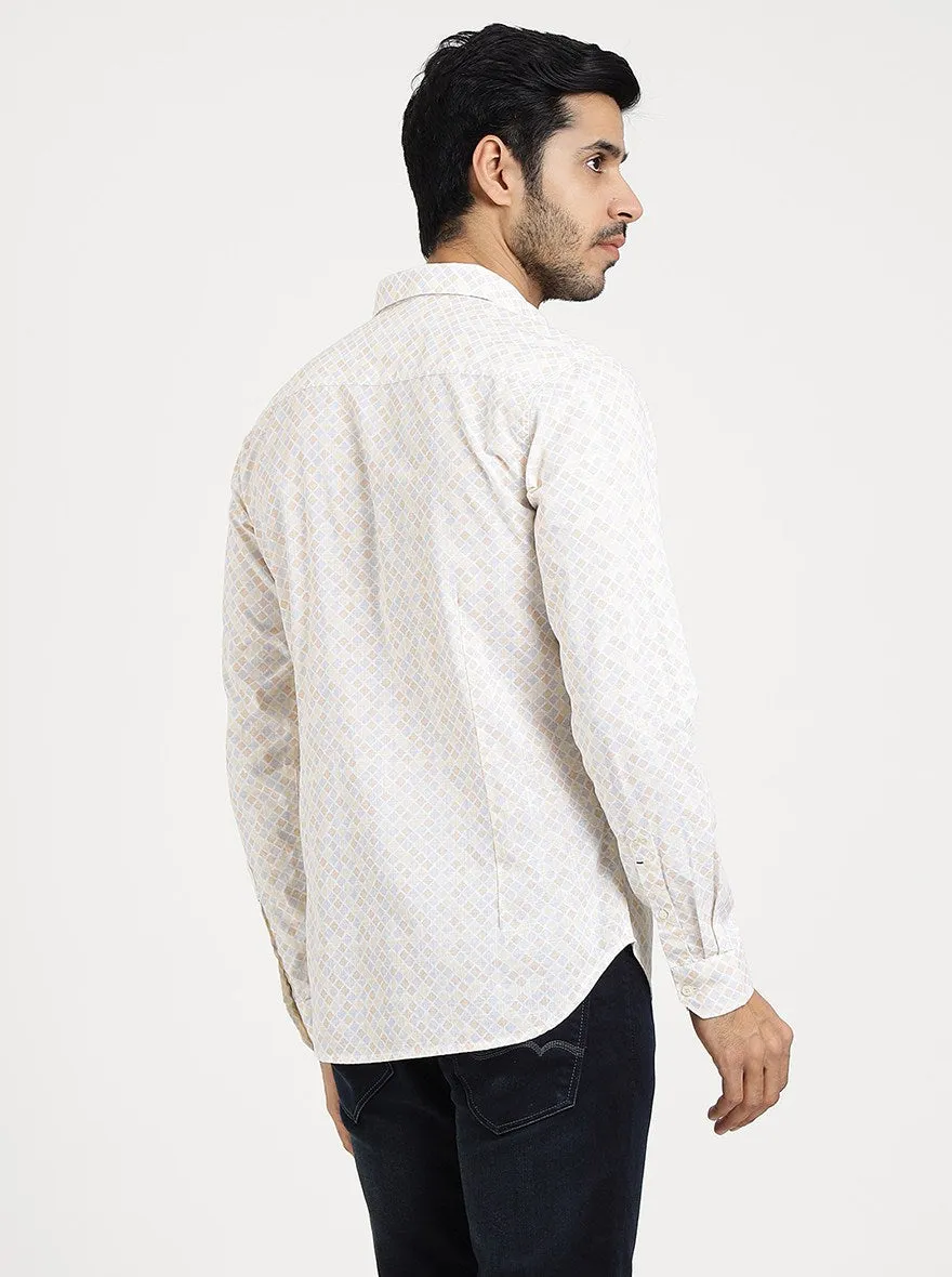 Light Yellow Printed Slim Fit Casual Shirt | JadeBlue