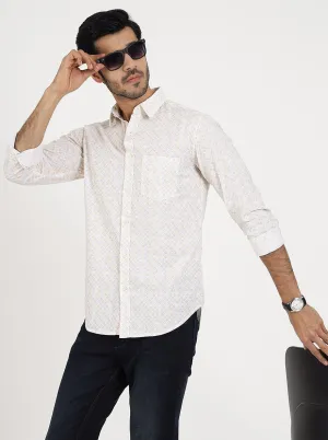 Light Yellow Printed Slim Fit Casual Shirt | JadeBlue