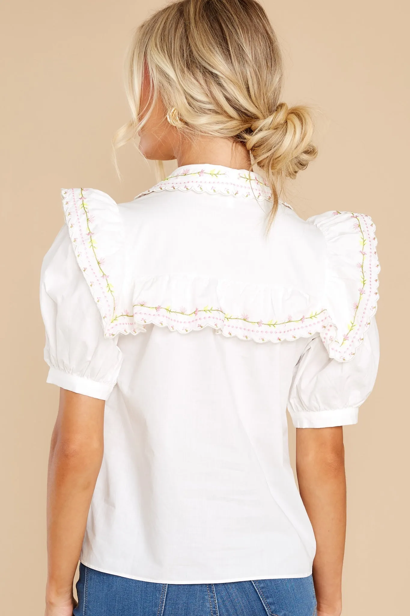 Love And Care White Embroidered Top