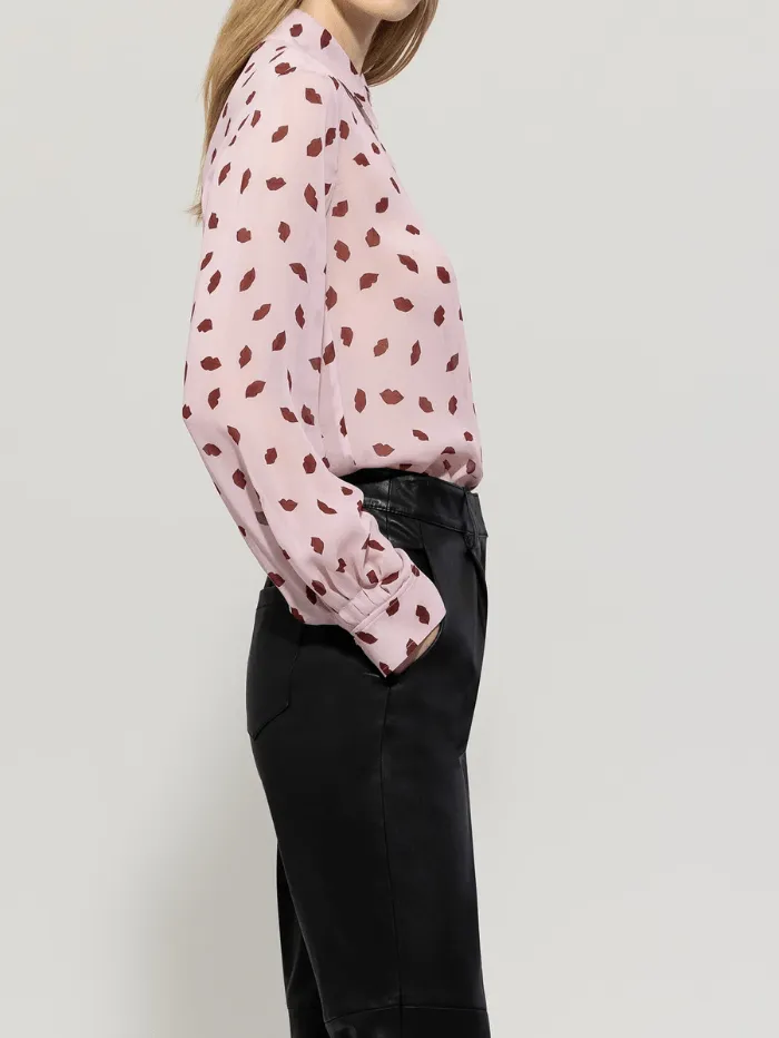 Luisa Cerano Women's Shirt Blouse With Lips Print In Fresh Rose 218514 3724 Col 4244