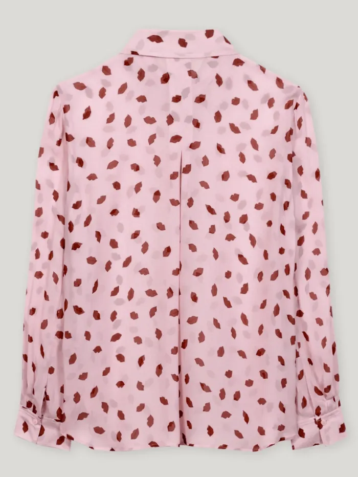 Luisa Cerano Women's Shirt Blouse With Lips Print In Fresh Rose 218514 3724 Col 4244