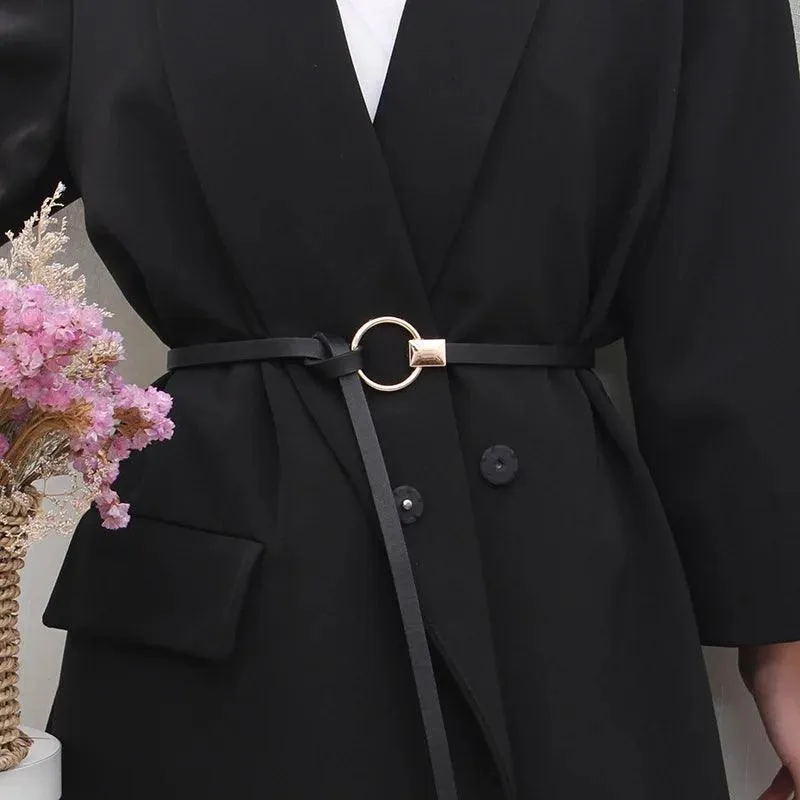 Luxurious Black Coffee Thin Knot Women's Leather Belt: Elevate Your Style!