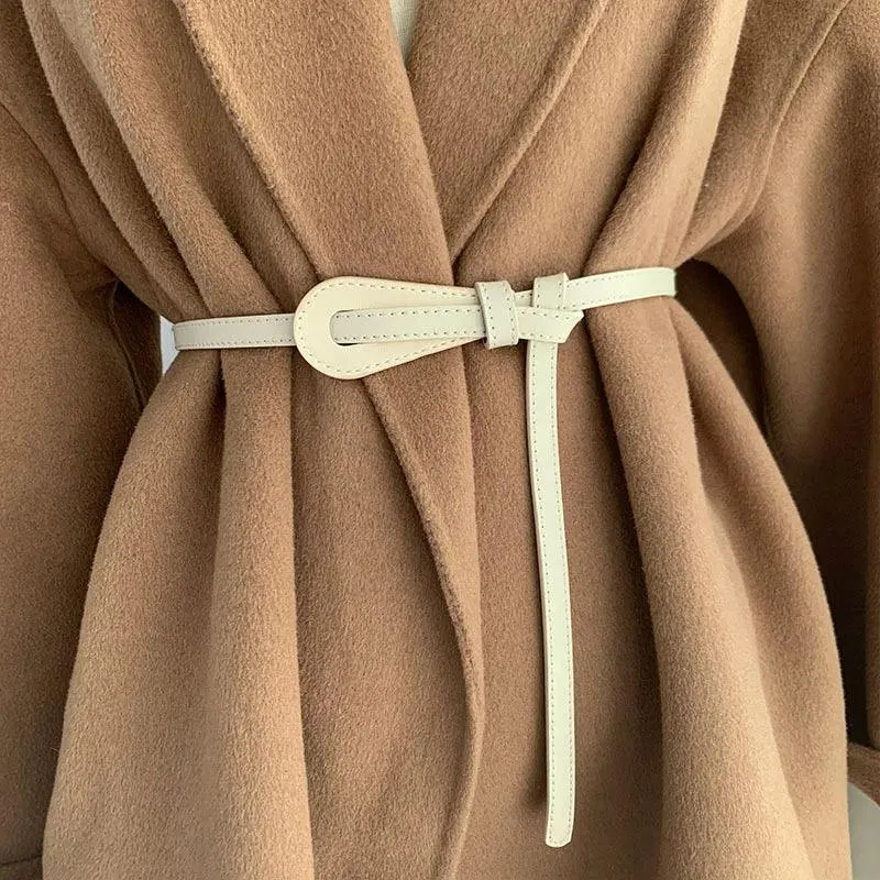 Luxurious Black Coffee Thin Knot Women's Leather Belt: Elevate Your Style!