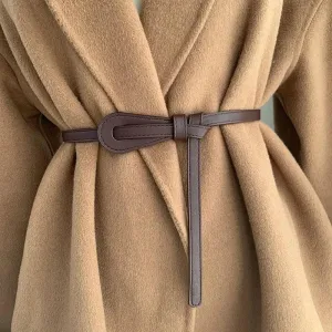 Luxurious Black Coffee Thin Knot Women's Leather Belt: Elevate Your Style!