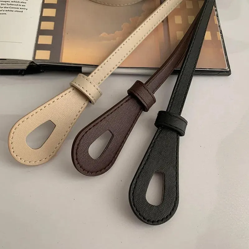 Luxurious Black Coffee Thin Knot Women's Leather Belt: Elevate Your Style!