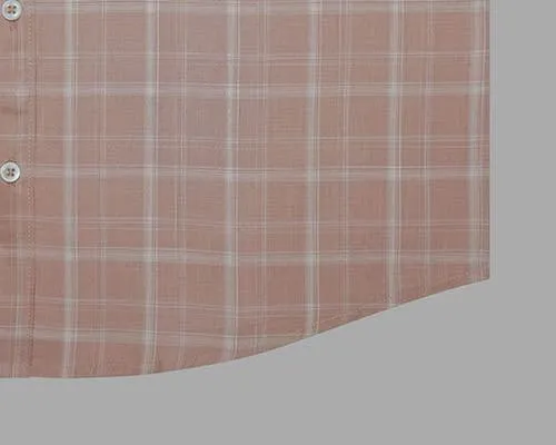 Men's 100% Cotton Plaid Checkered Full Sleeves Shirt (Peach)