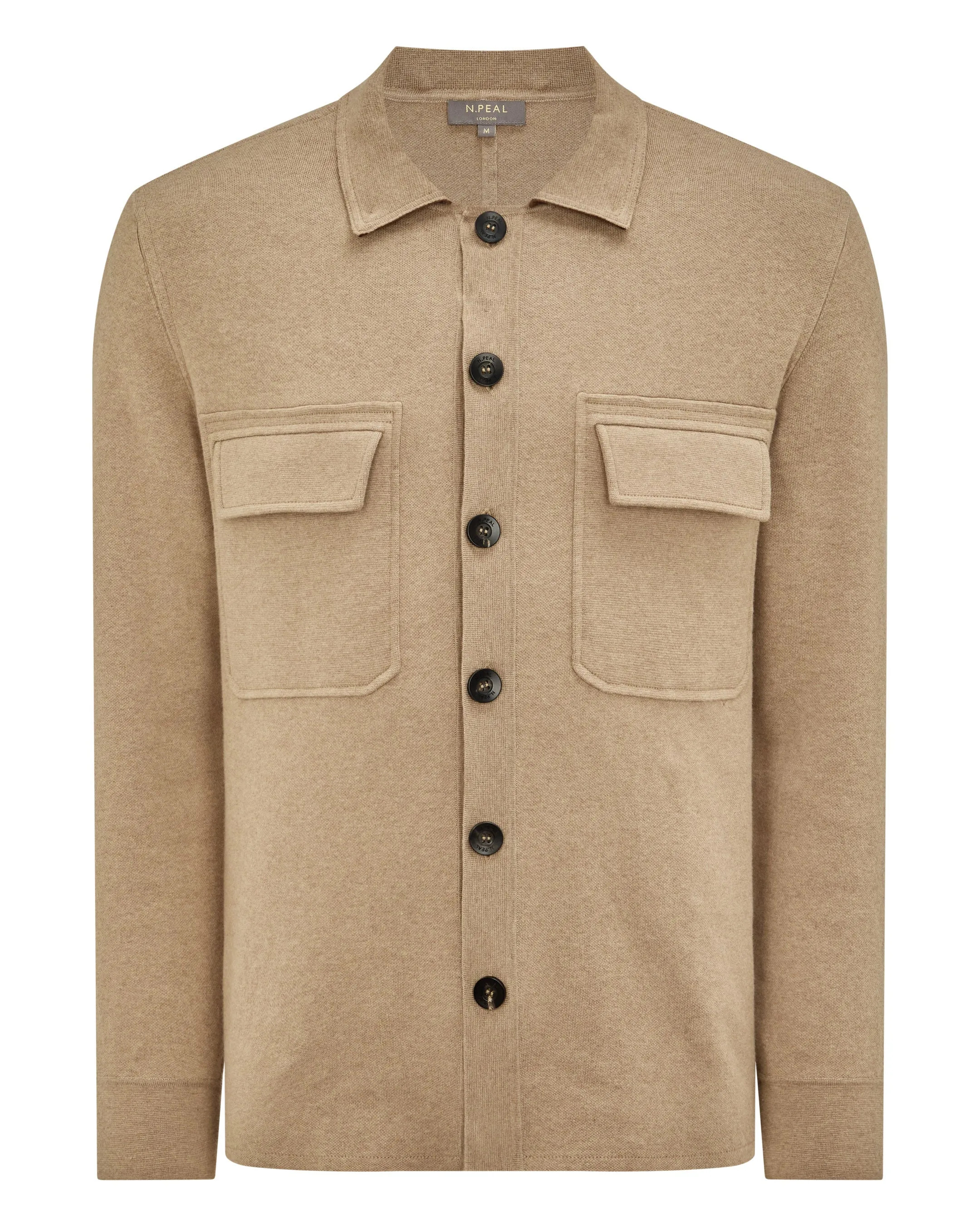 Men's Cotton Cashmere Overshirt Taupe Brown