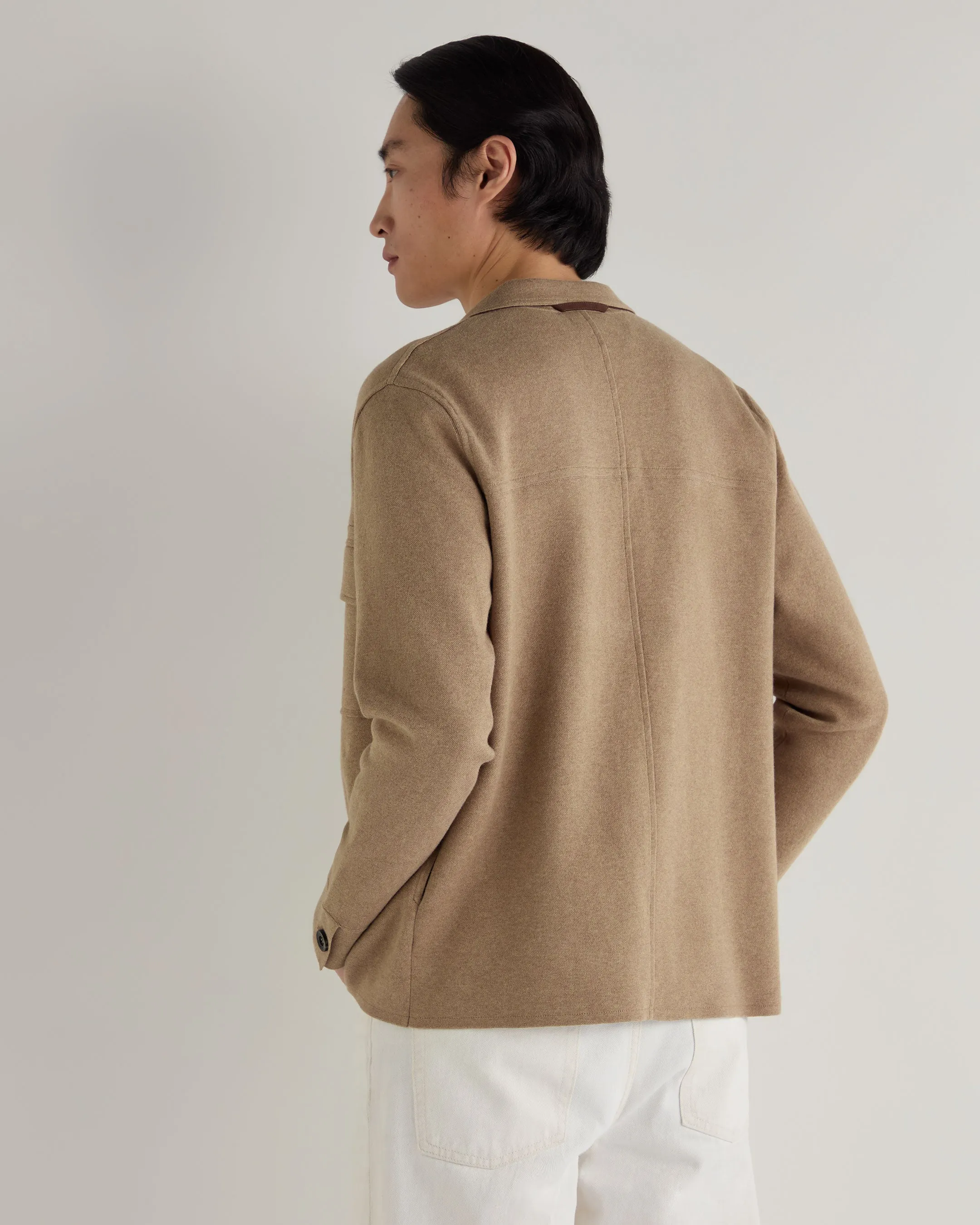 Men's Cotton Cashmere Overshirt Taupe Brown