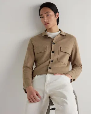 Men's Cotton Cashmere Overshirt Taupe Brown