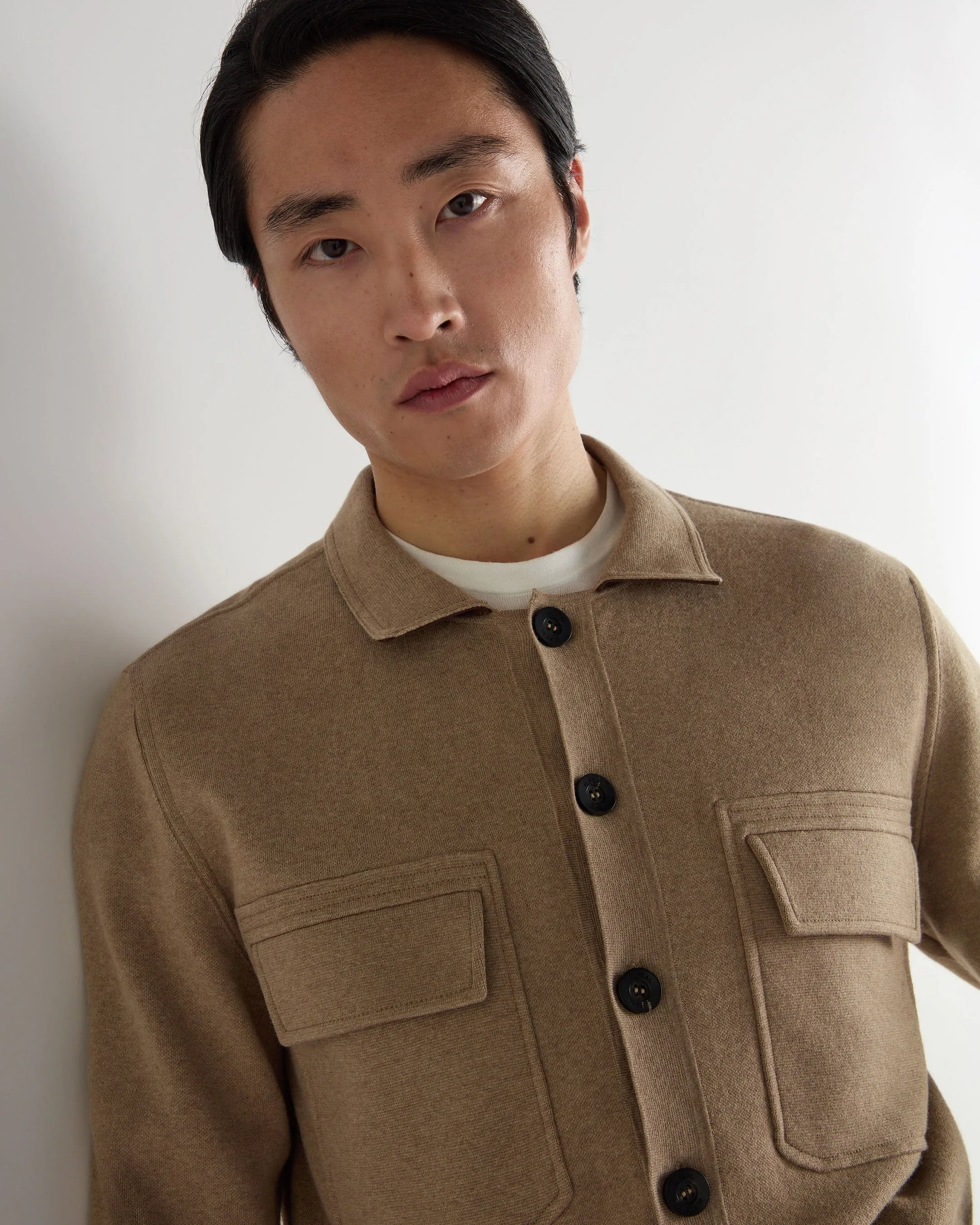 Men's Cotton Cashmere Overshirt Taupe Brown