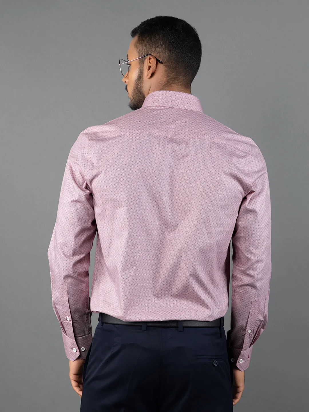 Men's Regular Fit Geometric Red Formal Shirt